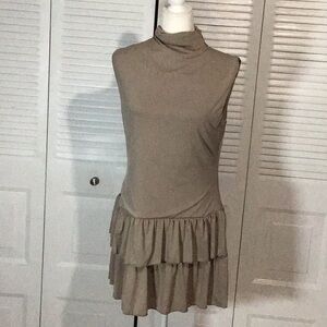 Beige ruffle dress